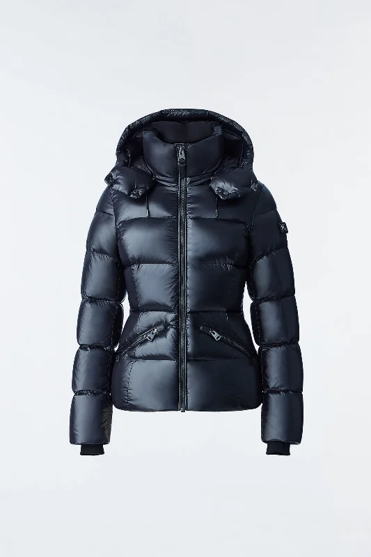 MADALYN lustrous light down jacket with hood for ladies Black