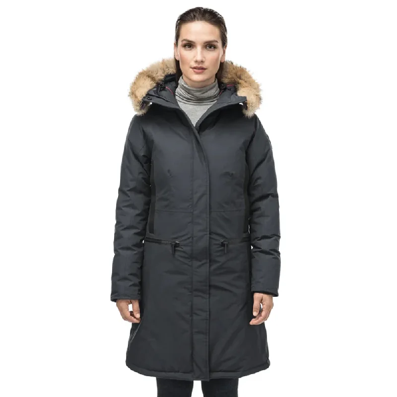 ALISSA LADIES MIDI FITTED PARKA BLACK