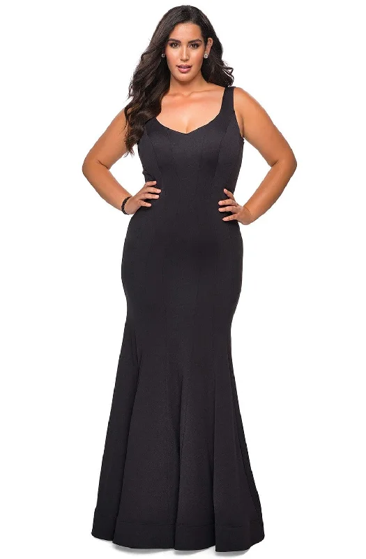 La Femme - 28975 V-Neck Jersey Modest Prom Mermaid Dress