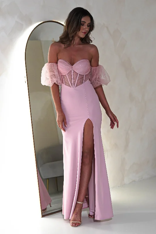 Kenna Balloon Sleeve Gown | Pink