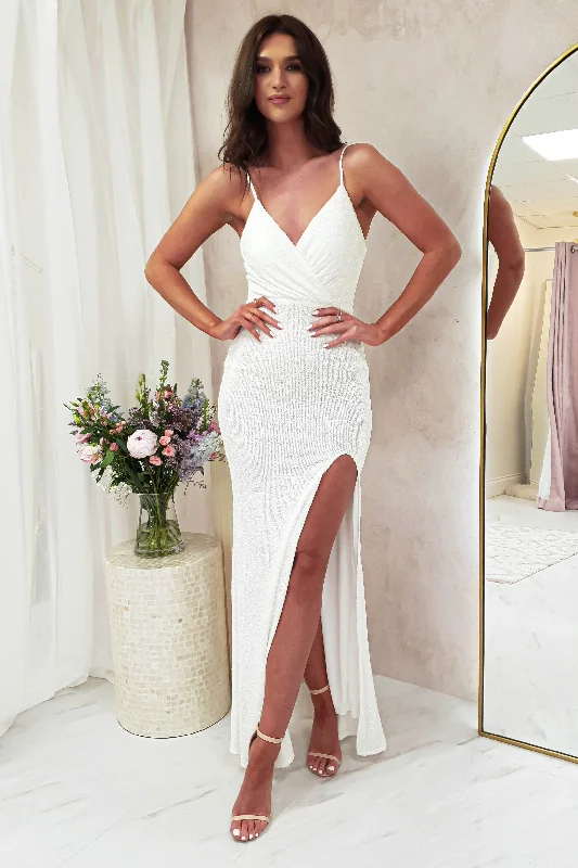 Mulan Sequin Gown | White