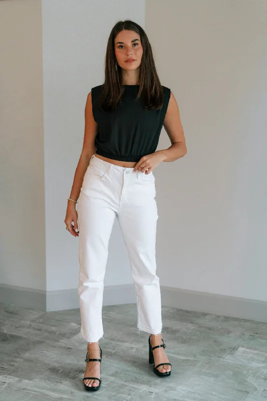 Ayla White Straight Leg Jeans