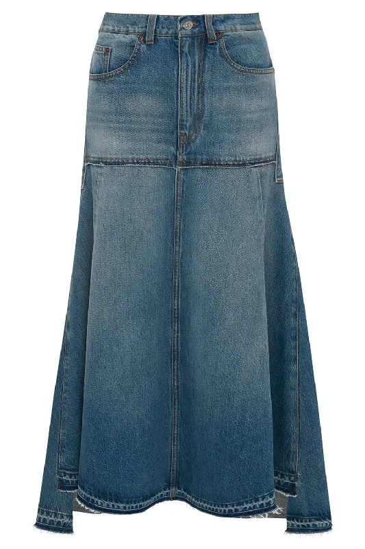 Patched Denim Skirt